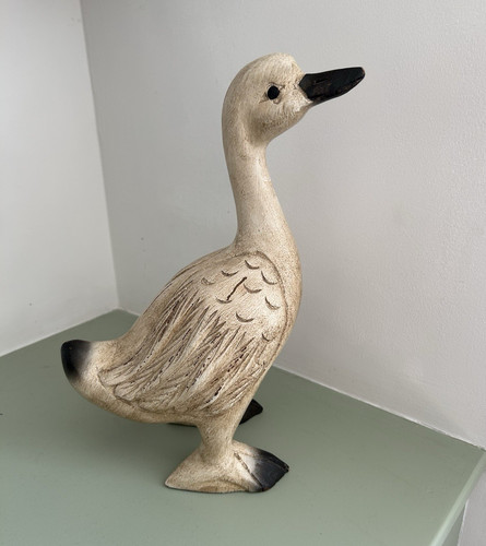 Carved wooden goose - carved, figurine