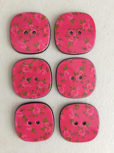 Square buttons 24mm - , pink