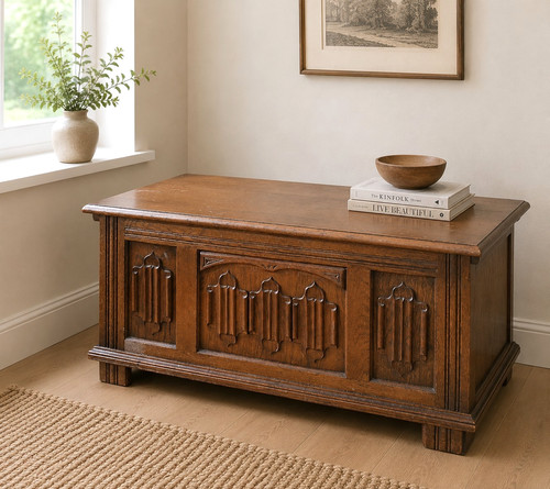 Carved oak blanket - oak, box