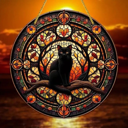 Black cat sun catcher window - sun,