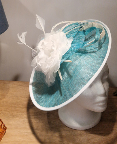 Turquoise white sinamay - turquoise,