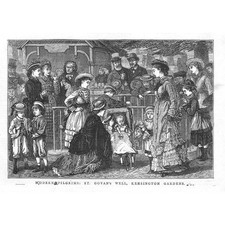 LONDON Visitors at St Govan's Well Kensington Gardens - Antique Print 1877
