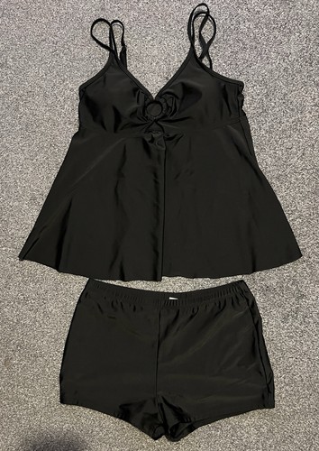 Piece black tankini set - piece, (boxer