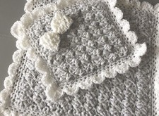 Hand Crocheted grey & white