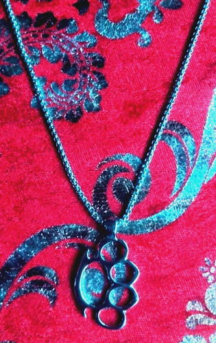 Knuckle duster silvery pendant - knuckle,