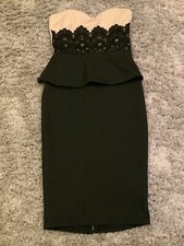 New No Tags Ladies Amy Childs by Lipstick Strapless Peplum Pencil Dress Size 8