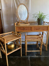 Cane/rattan set includes console table, chair, side-table and mirror 