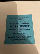 Raith Rovers V Rangers Ticket Stub 1989