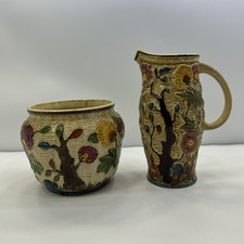 2 x Vintage  H J Wood Indian Tree Pottery Hand Painte - Vase & Planter Pot