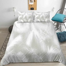 Lots Of Fluffy White Feathers 3D Quilt Duvet Doona Cover Set Pillow case Print
