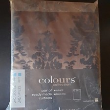 Brand New B&Q Colours Ashanti Eyelet Curtains Pair 54" Wide X 54" Drop Black Mix