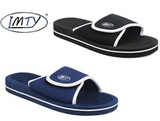 Mens Lightweight Sliders Touch Fasten EVA Flip Flops Beach Pool Slides Sandals