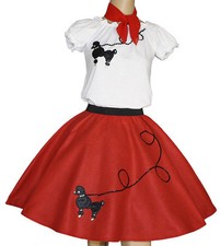 3-Pc Red Poodle Skirt Outfit _