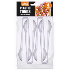 Plastic Tongs Clear Disposable Serving Ice Buffet Salad BBQ Tong Kitchen UK