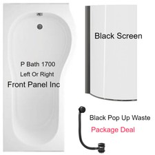 P Shape Shower Bath 1700mm