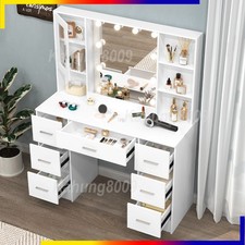 White Dressing Table Vanity Makeup Desk with LED Mirror 7 DrawersUK