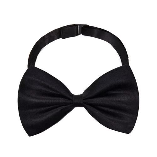 Black bow tie adjustable satin - black,