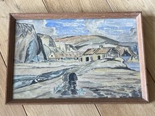 W McClean - Irish school painting - Co Antrim Cottages - 1955 - Fine Art W/C