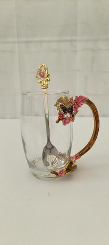 Glass with spoon butterflies - glass,