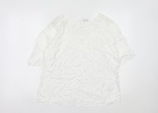 Cotton Traders Women White Crochet Trim Blouse Size 14 Tunic Top