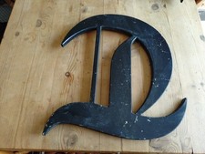 Vintage Magnificent Reclaimed  Ex Shop Pub Letter ‘D’ In Gothic Antique Script