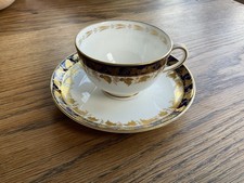 Royal Worcester Cobalt Blue & Gold  Grape Vine Tea Cup & Saucer  C.1900