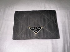 Vintage PRADA Milano Men's Wallet Black Cloth - D Leather Made In Italy Used