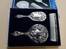 Vintage H Samuel Silver Plated Dressing Table Set / Brush, Mirror & Comb