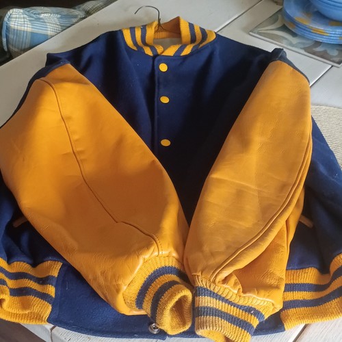 Vintage men blue yellow wool - blue,