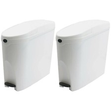 2 x White Sanitary Waste Pedal Bin Sani Feminine Hygiene Disposal Toilet 20L