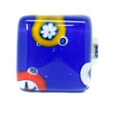 Murano Glass Ring Blue Multi