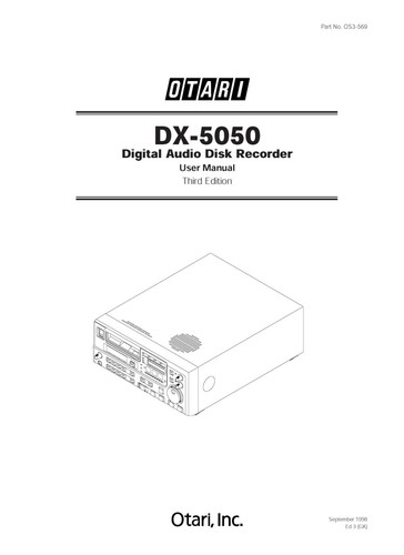 User manual for otari 5050 - for, dx-5050