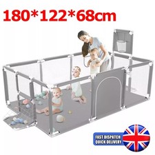 Large Baby Playpen Children Toddler Kids Indoor Play Pen Round Zipper Door UK