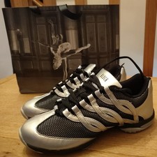 Bloch Twist Dance Trainers Silver & Black Sneakers UK size 5.5 line dance
