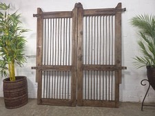 Old Pair Vintage Reclaimed Indian Wooden Iron Saloon Doors Shutters Garden Gates