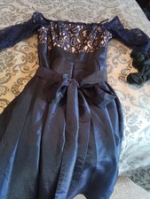 Eliza J off shoulder taffeta and lace navy evening dress size 8