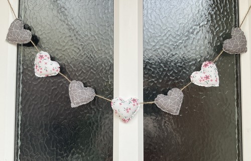 Fabric shabby chic - fabric, heart