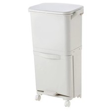 Waste Bin  Plastic Pedal Recycling 38L White 2 Compartment Brand New UK Stock