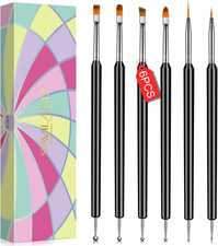 Nail Art Brushes- 6Pcs Double-End Nail Art Brushes Kit Professional Ma