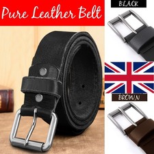 Men's Leather Belts Genuine Pure Leather Black Brown Belt Buckle Trouser Jeans