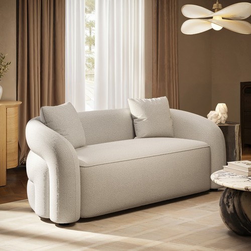 Cream boucle modern curved - modern, 3