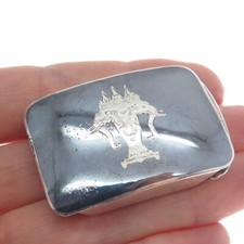 ALEX & CO. 925 Sterling Silver Antique Siam Niello Elephant Belt Buckle