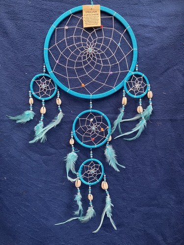 Large turquoise dreamcatcher - large,