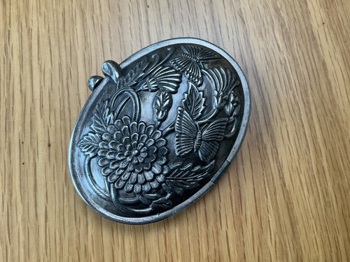 Vtg pewter compact mirror - compact,
