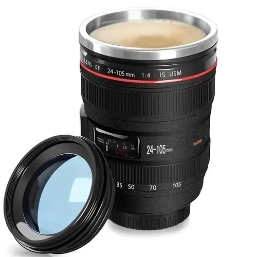 Camera lens mug stainless - camera,