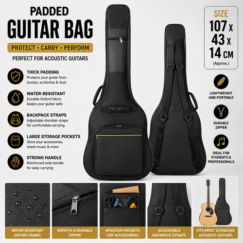 Padded acoustic guitar gig bag - acoustic,