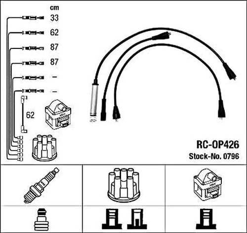 Black ignition cable - black, ngk