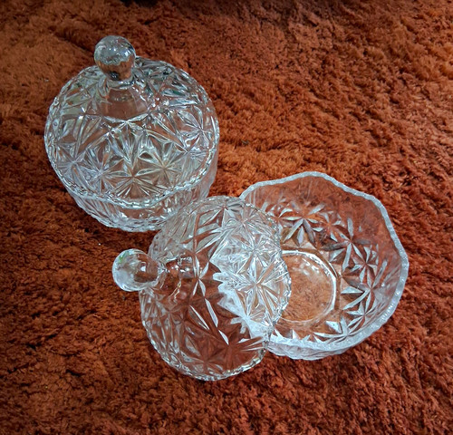 Clear cut glass bowl - glass,