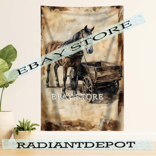 Wagon horse worker tapestry - wagon,