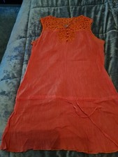 Orange Sleeveless Crochet Detail Top Size 10 Petite Rocha-John-Rocha